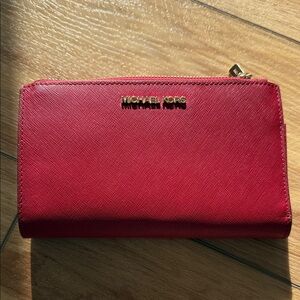 Michael Kors Crimson Clutch with Gold Accents